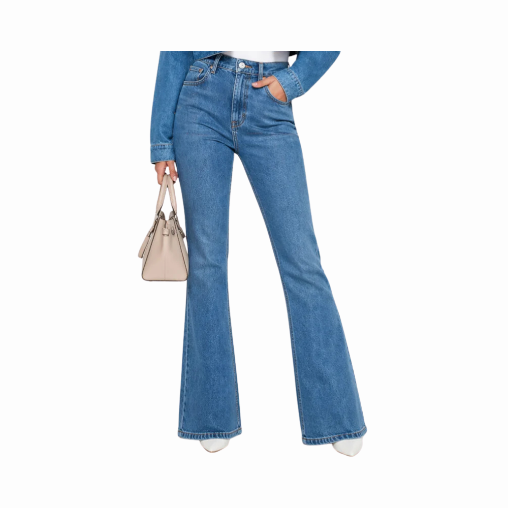 Jeans vaqueros de pierna ancha con pedrería