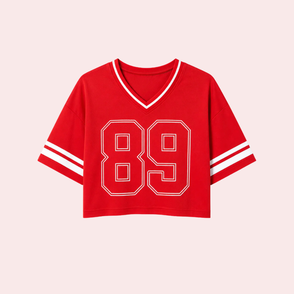 Camiseta corta de punto con estampado deportivo